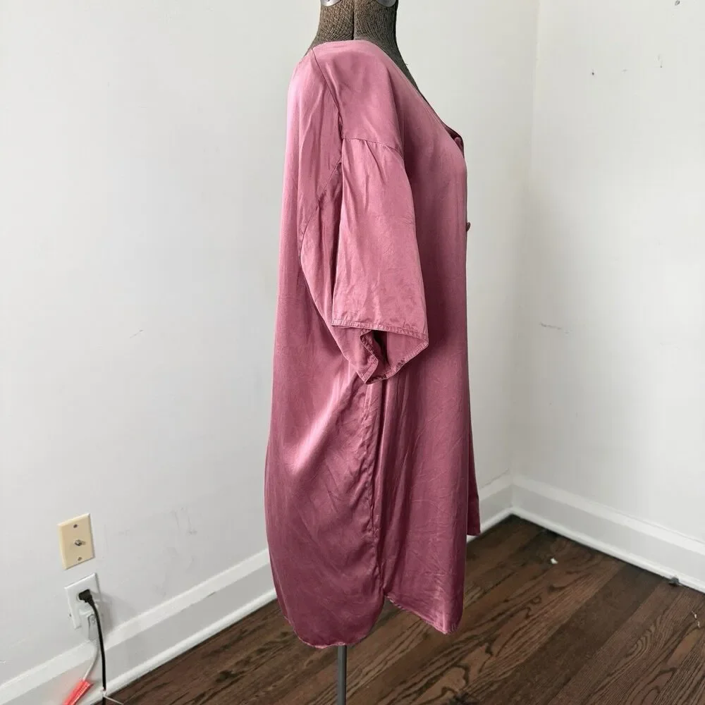 Vintage 90s Victorias Secret Gold Label 100% Silk Mauve Sleep Shirt Size Large - Picture 8 of 10